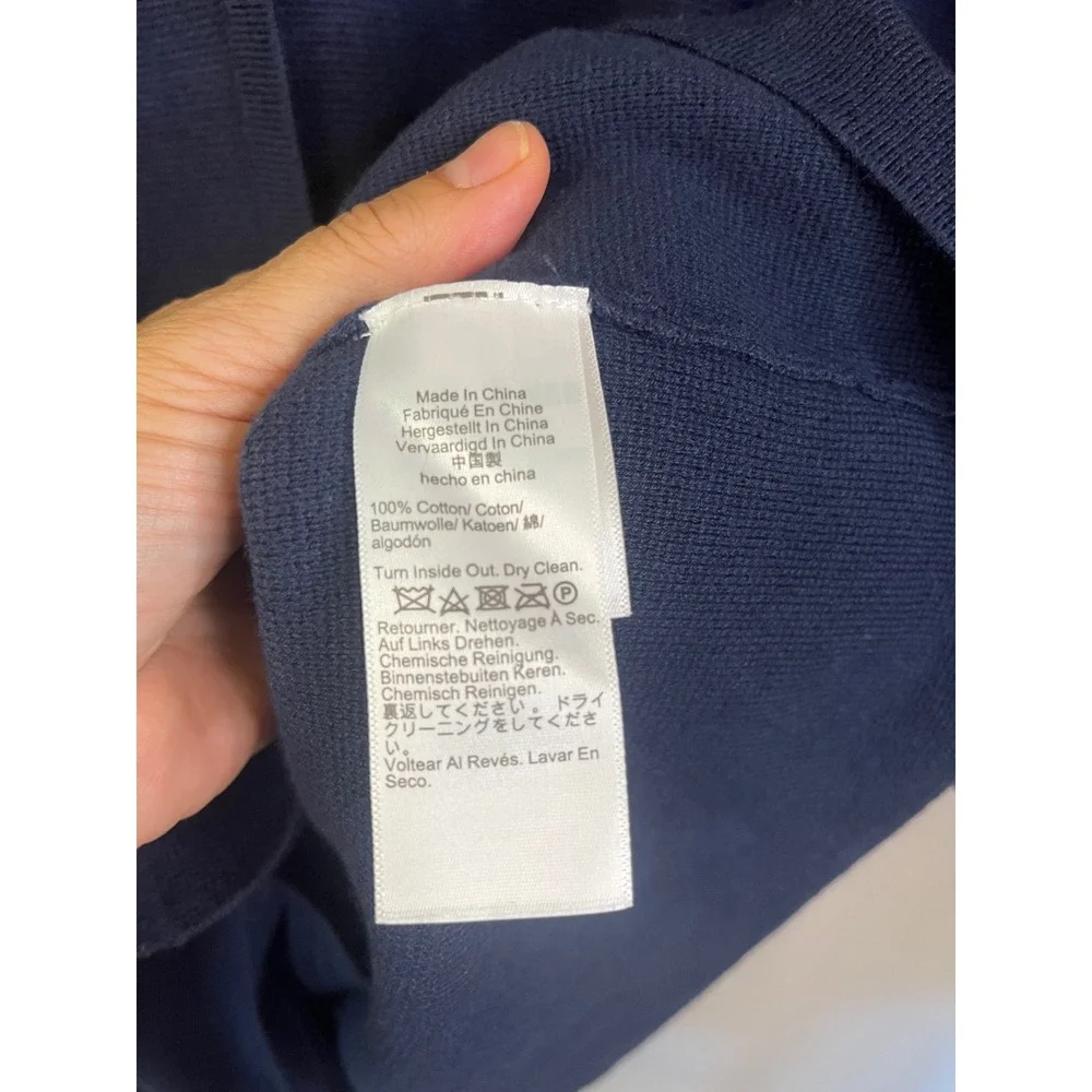 J CREW Long Giselle Sweater Blazer Cotton Navy Blue Gold Buttons Sz L NWOT